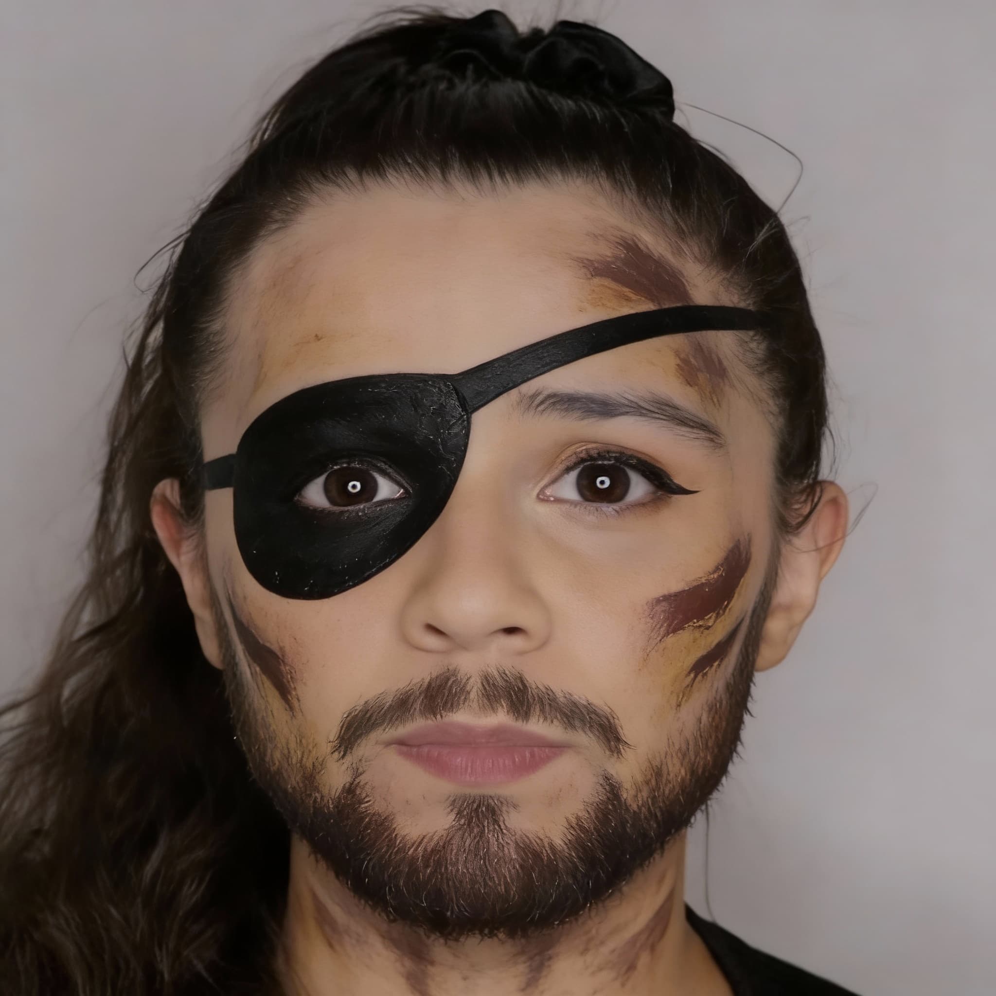 Face paint of a green dragon, scales texture, horns on forehead, realistic style, vibrant green colors, on a child's face